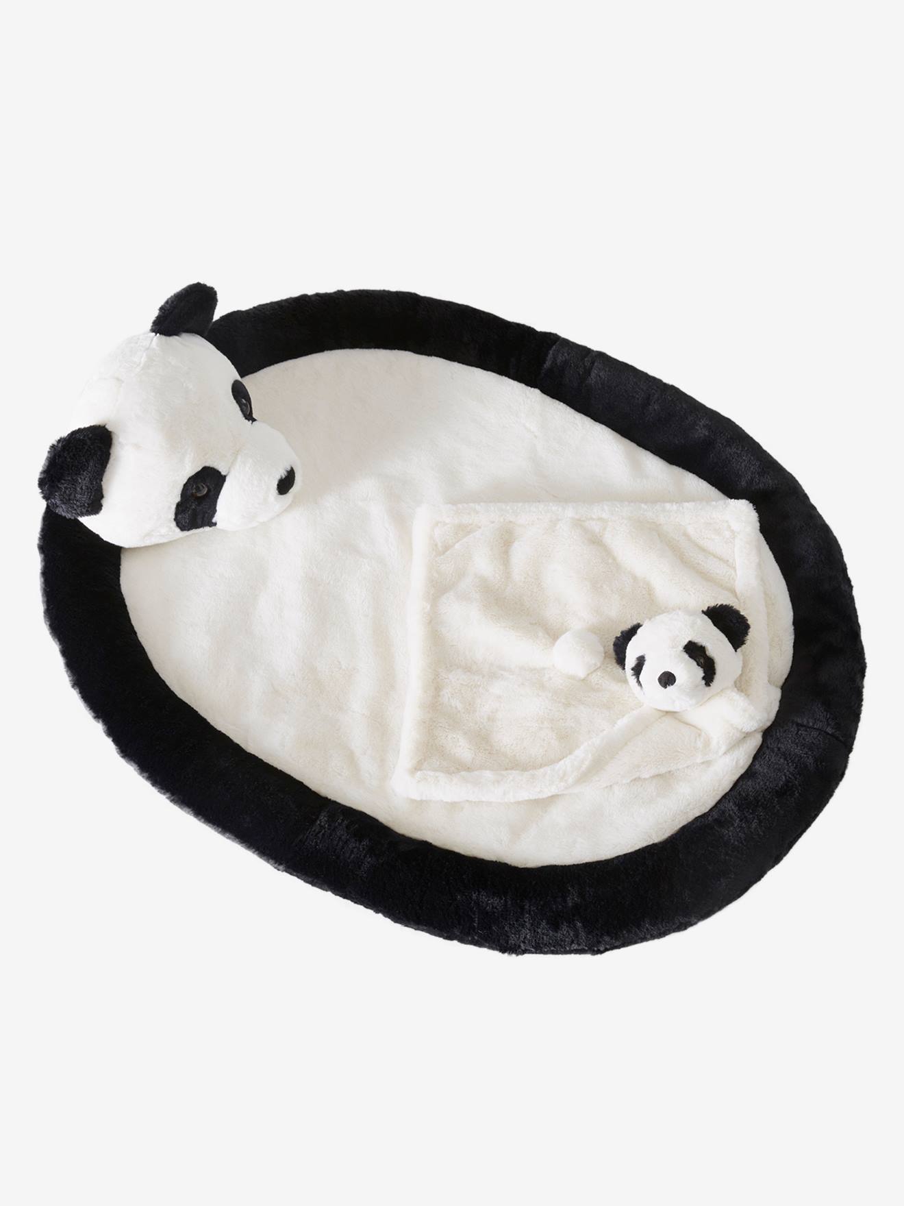 Coffret tapis de jeu + doudou panda noir