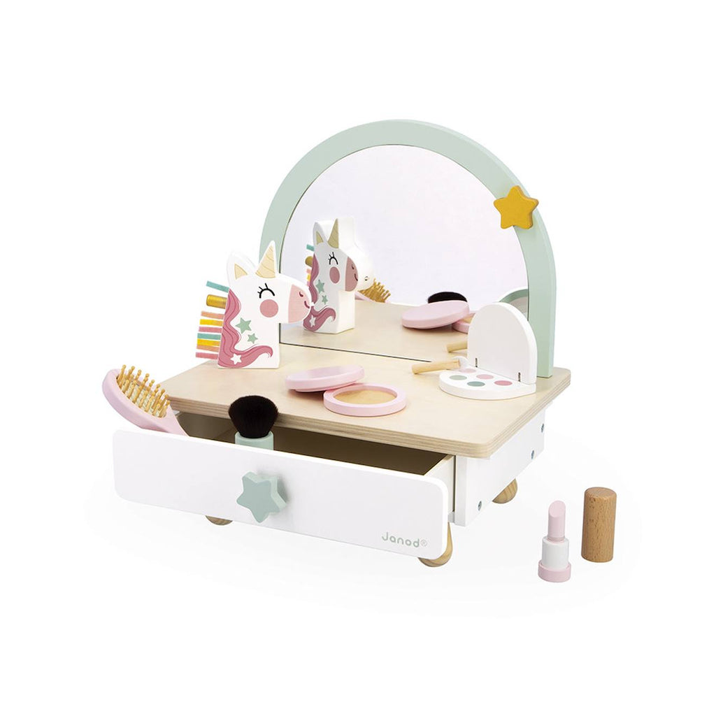 Coiffeuse de table en bois licorne blanc