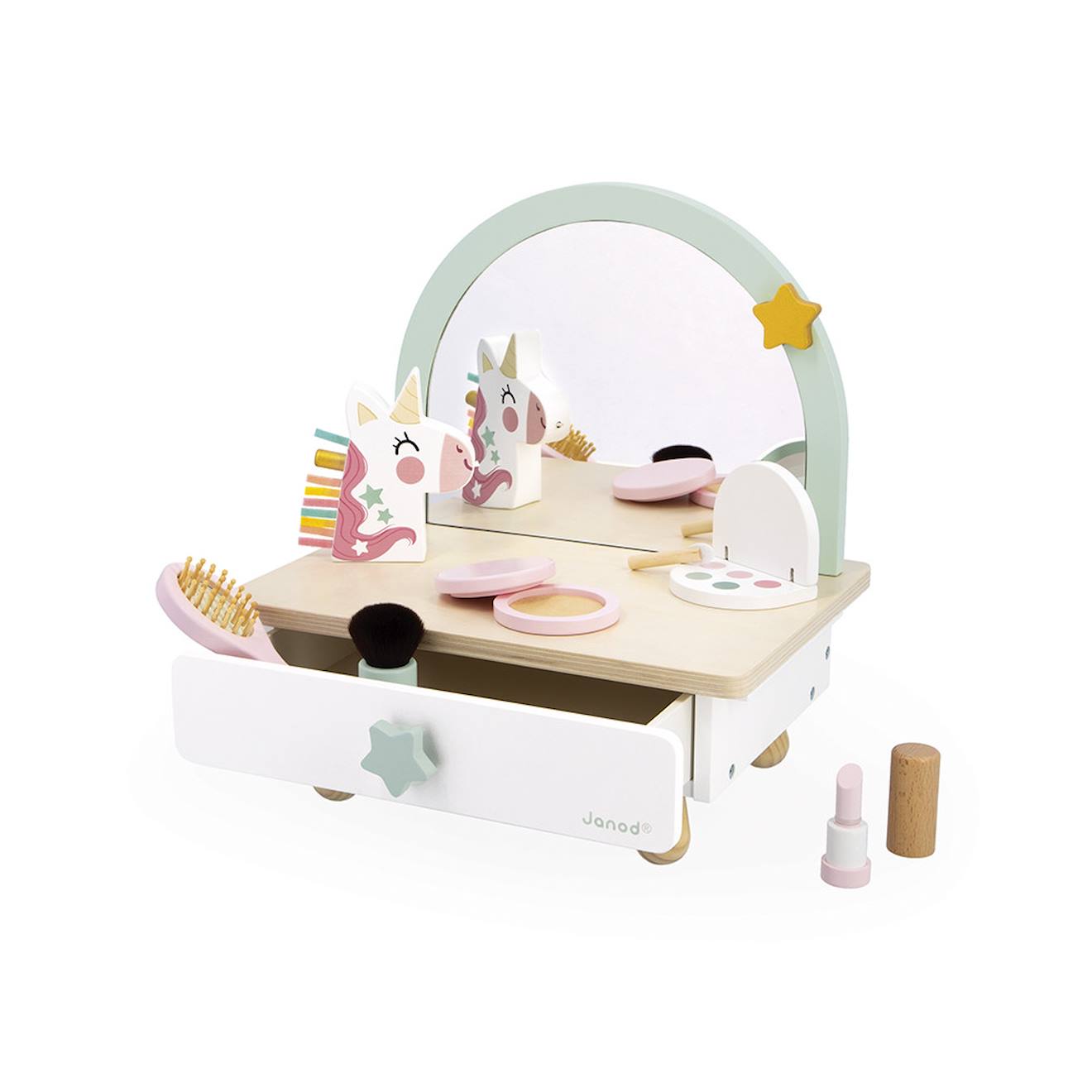 Coiffeuse de table en bois licorne blanc