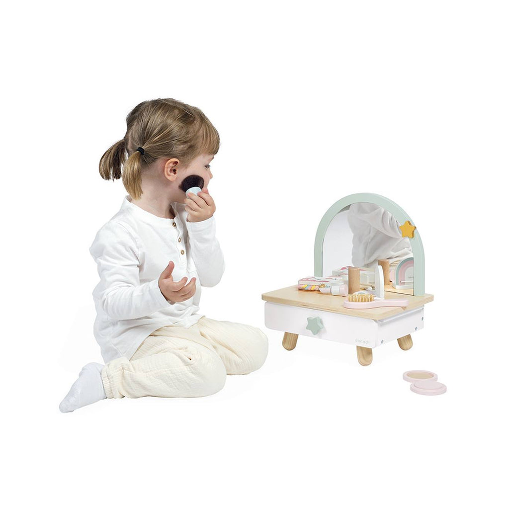 Coiffeuse de table en bois licorne blanc