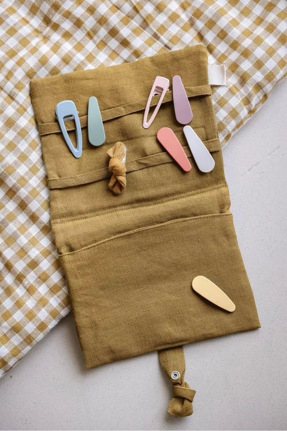 Porte-barrettes personnalisé en lin Colette le porte-barrettes - Petit Picotin