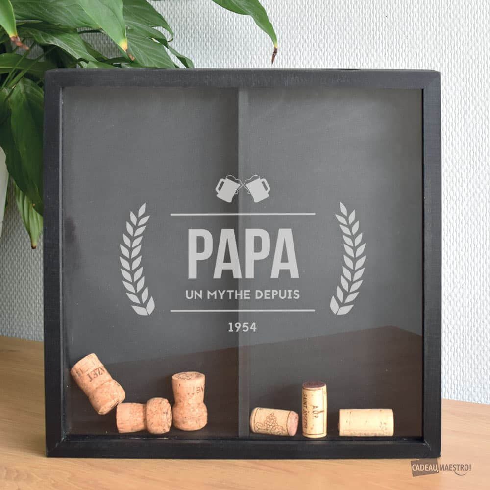 Double Collecteur de Capsules et Bouchons Hêtre Papa à Personnaliser - Collecteur de Bouchons