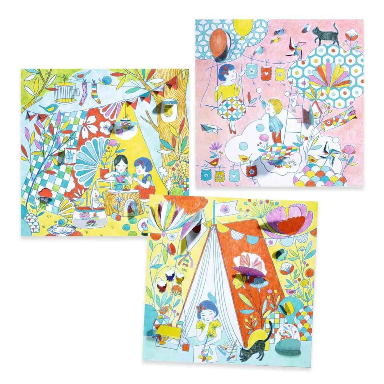 Coloriages petites portes les cabanes de nina multicolore