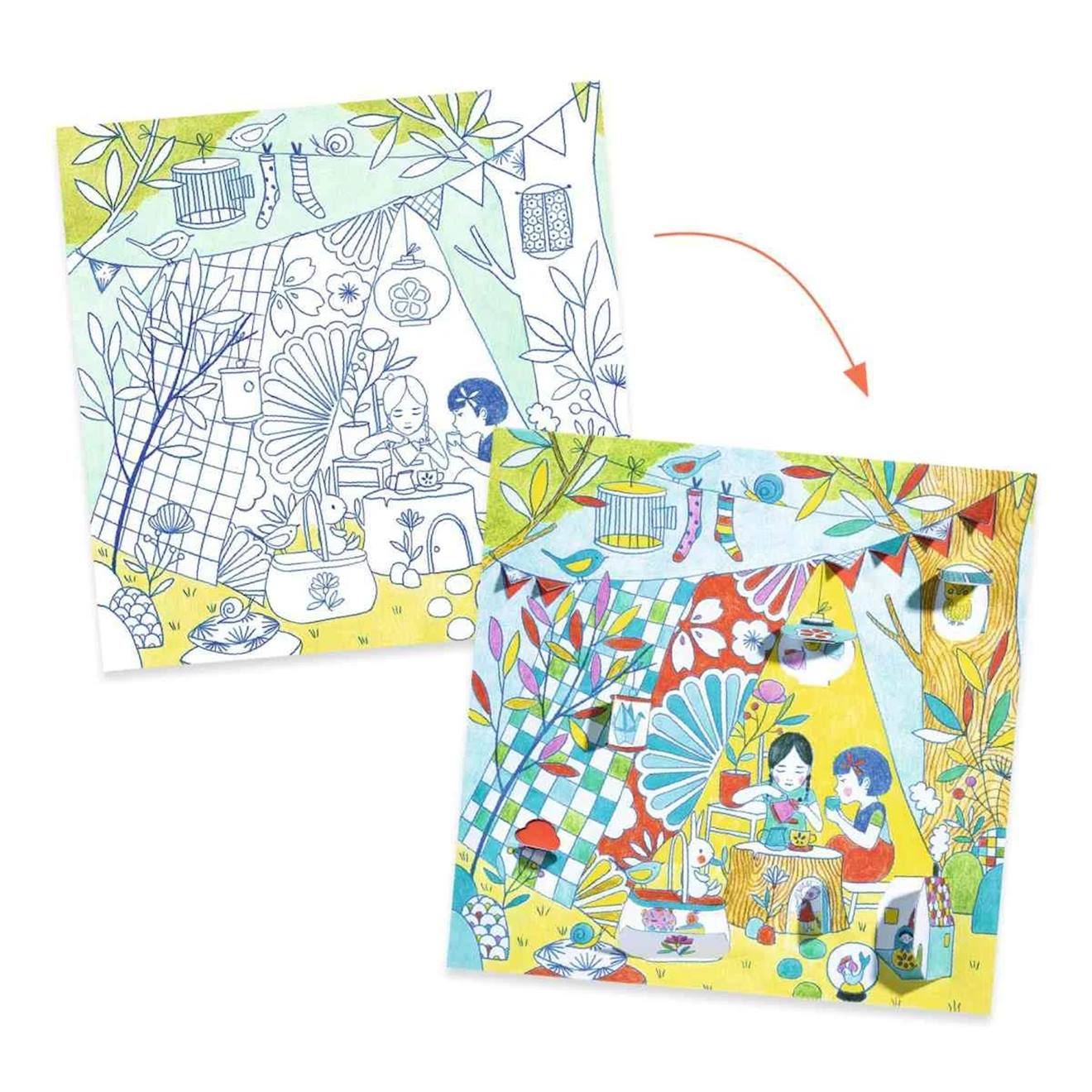 Coloriages petites portes les cabanes de nina multicolore