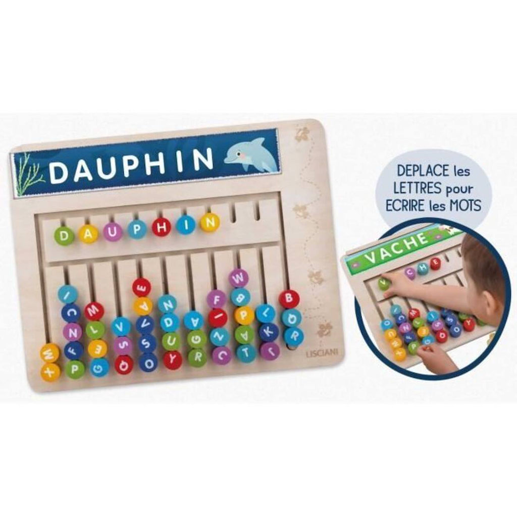 Compose-mots - jeu montessori - montessori - tableau en bois, lettres et chiffres magnétiques multicolore
