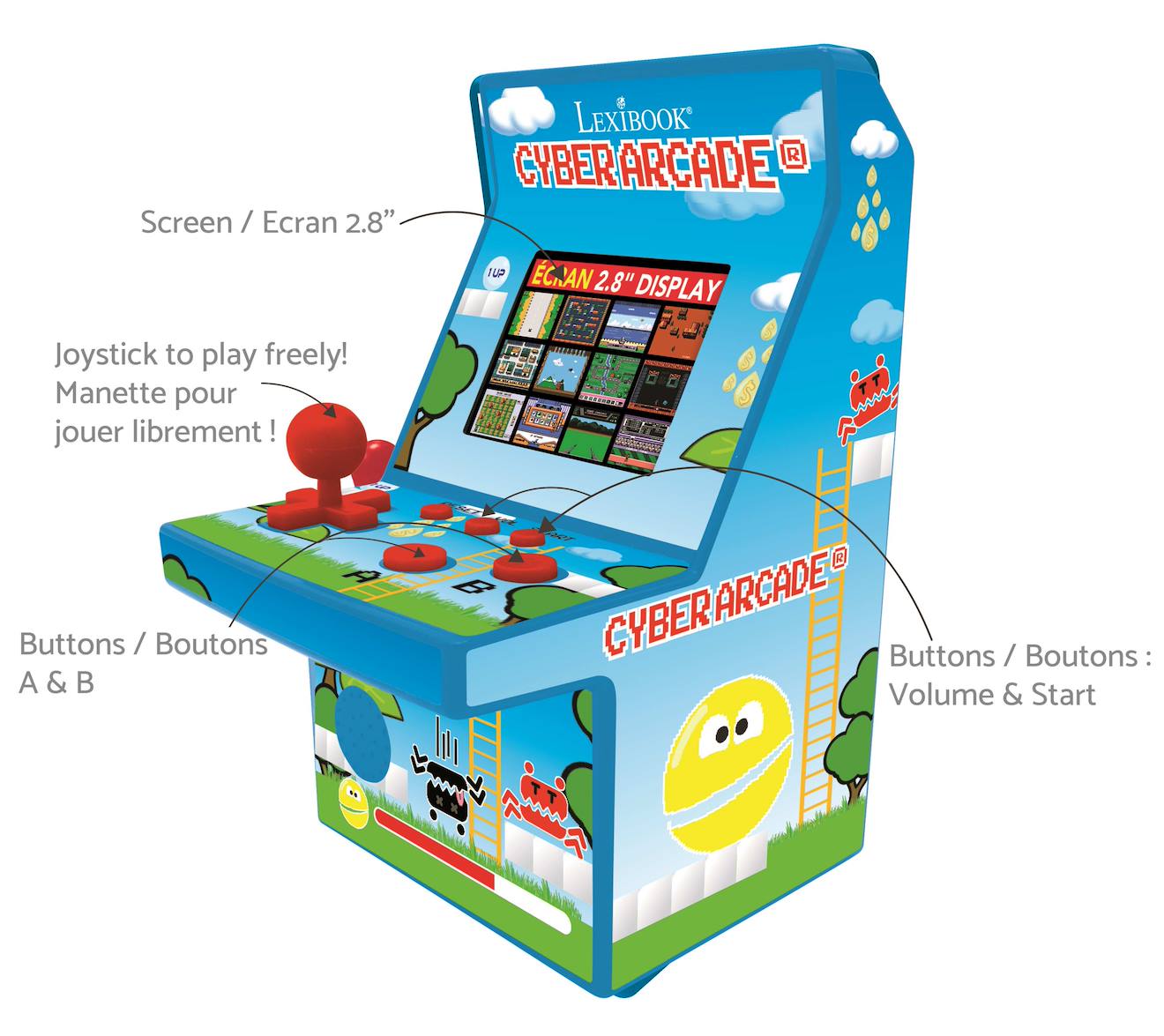 Console portable cyber arcade - écran 2.8'' 200 jeux multicolore