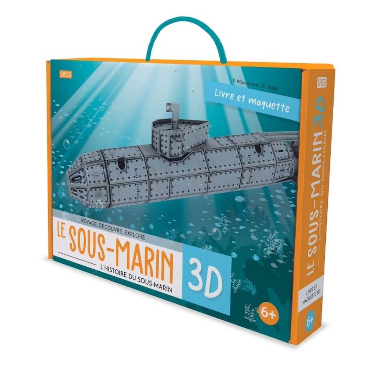 Construis le sous-marin 3D bleu