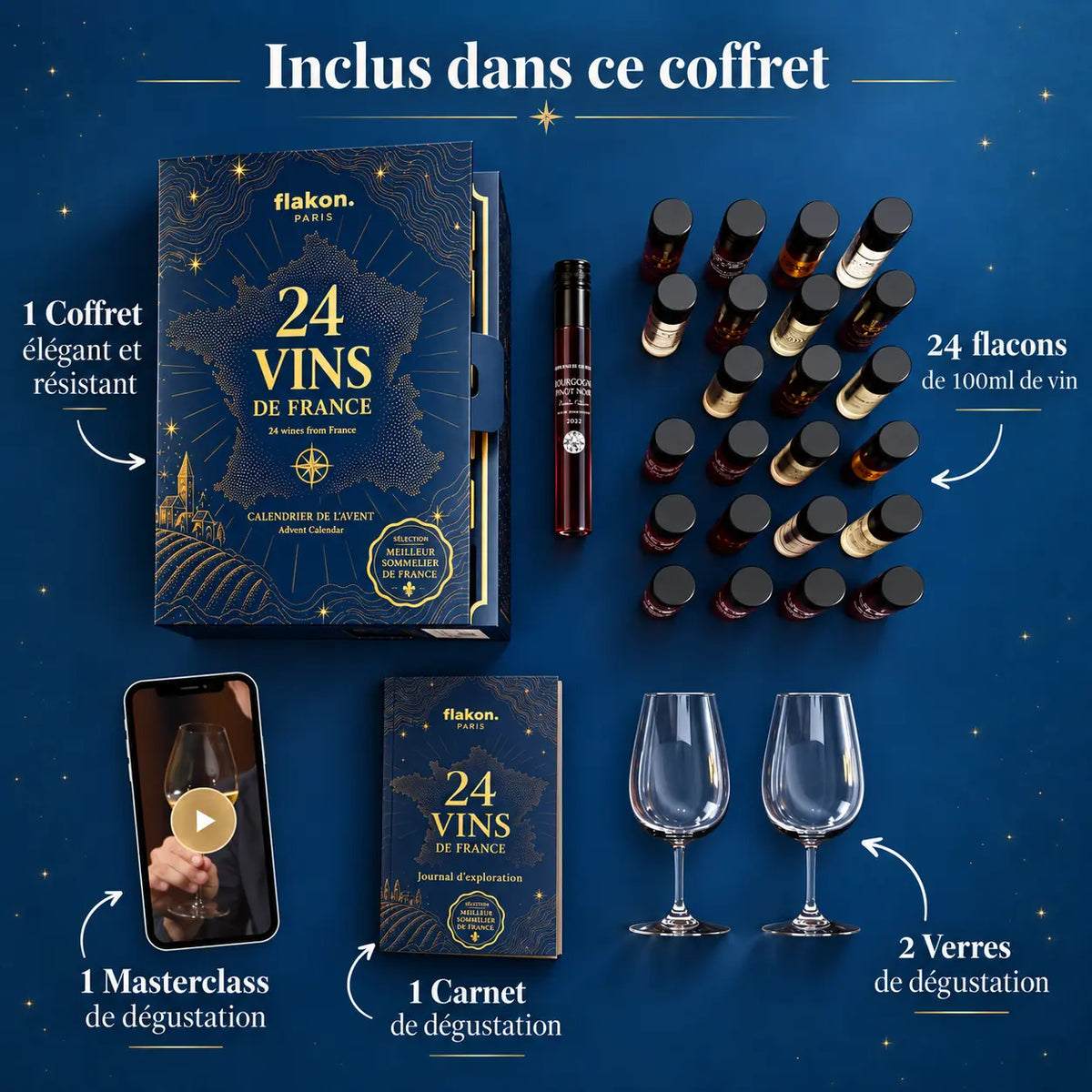 Calendrier de l'Avent Flakon 2026 24 vins de France