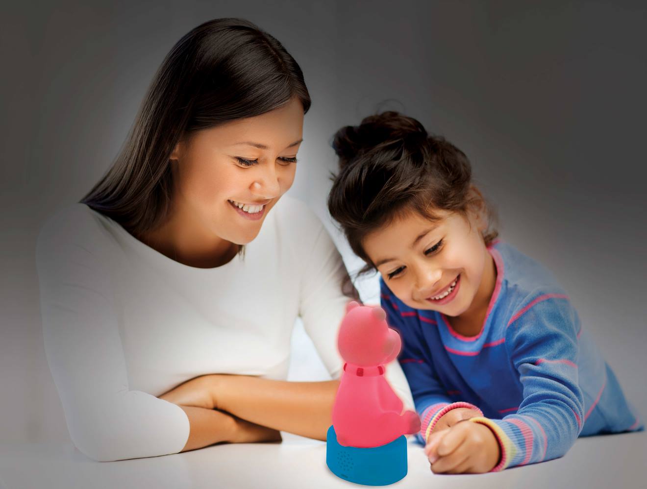 Conteur d'histoires ourson en 3D avec veilleuse (français) blanc