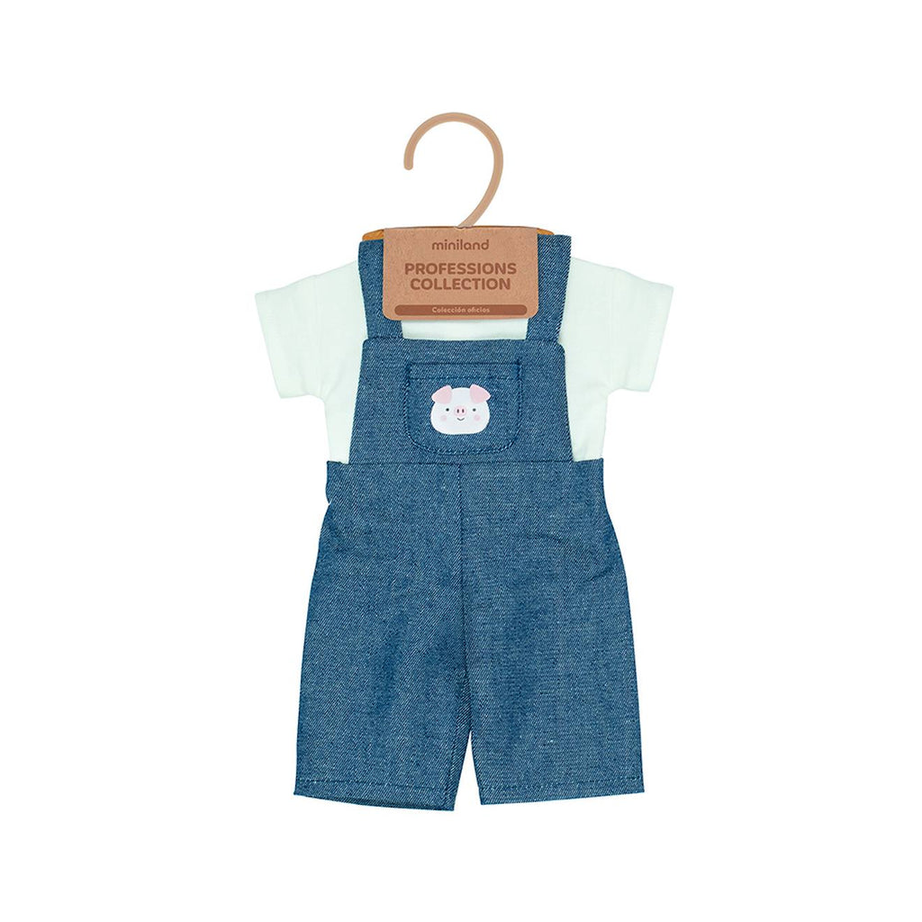 Costume de fermier pour poupées de 38 cm bleu