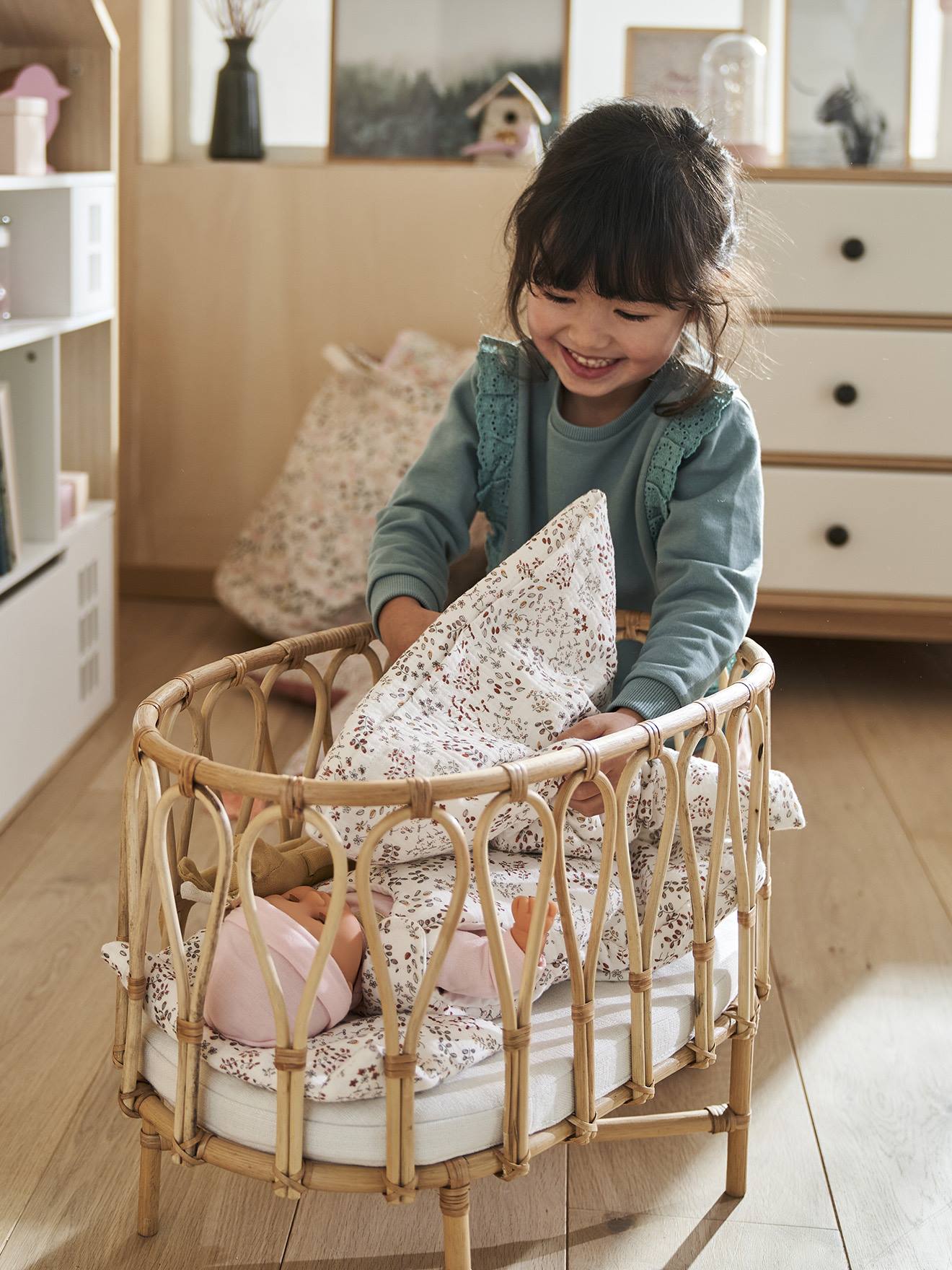 Couette + oreiller poupon en gaze de coton vintage