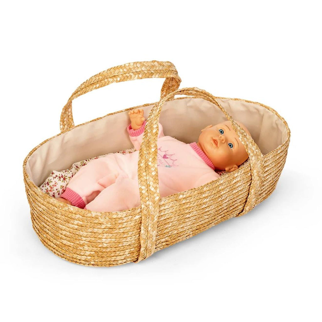 Couffin en osier tressé pour poupée 50 cm beige