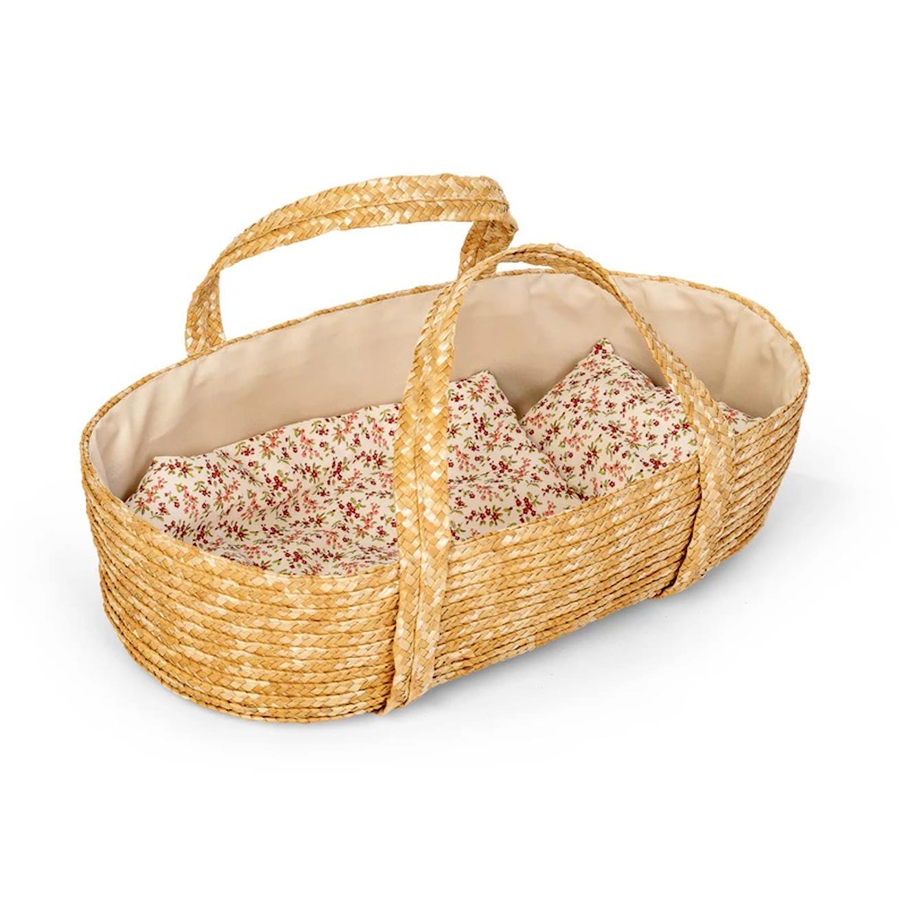 Couffin en osier tressé pour poupée 50 cm beige