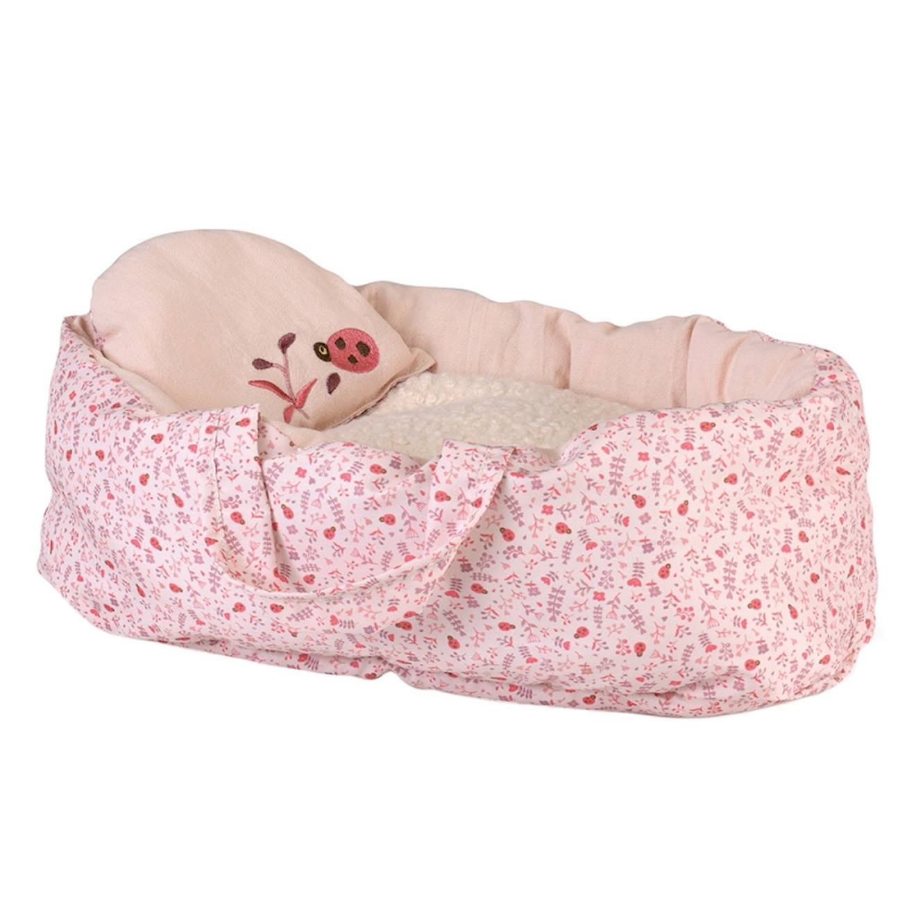 Couffin en tissu poupée coccinelle 40 cm rose