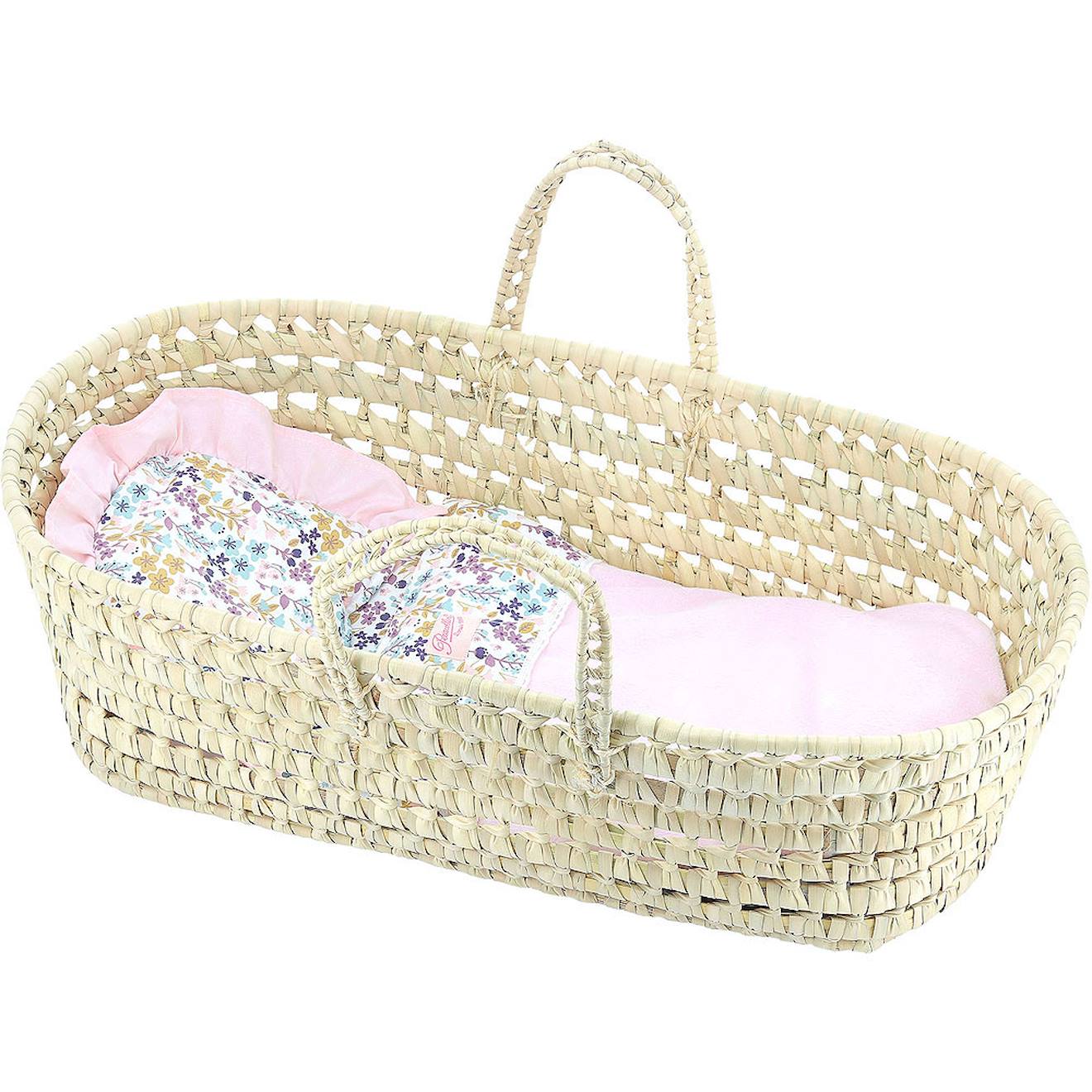 Couffin poupée 50 cm liberty rose beige
