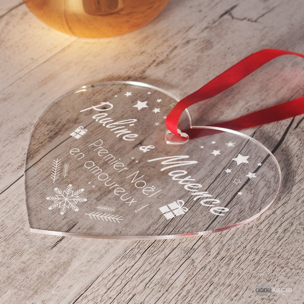 Coeur de Noël à Personnaliser - Cœur Gravé