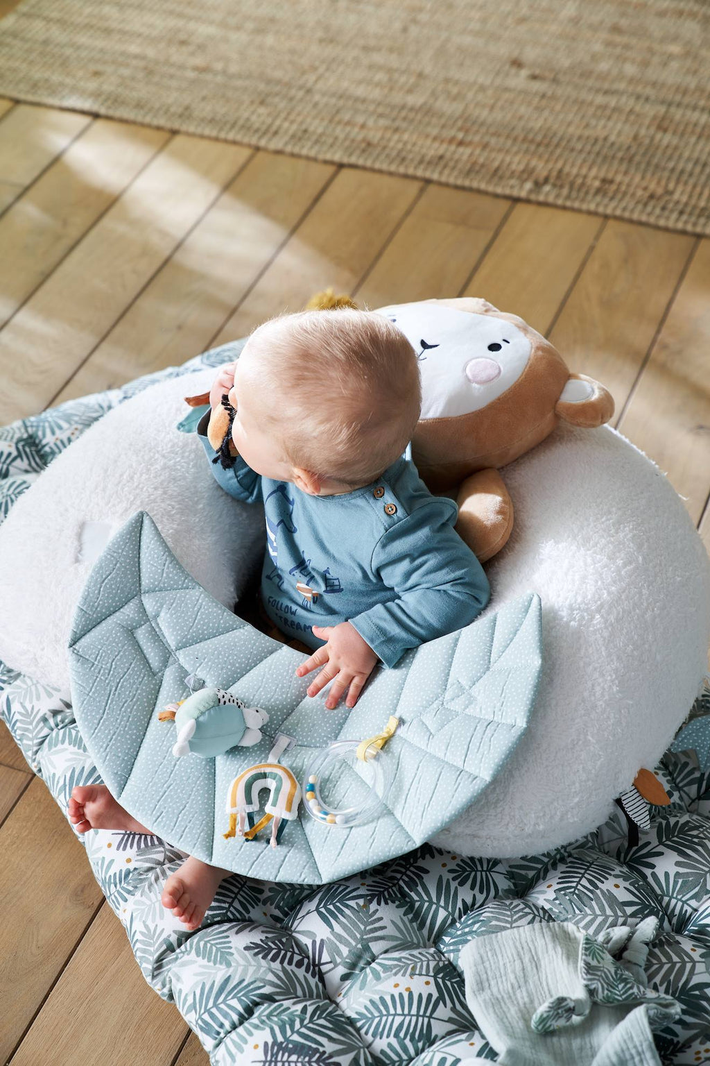 Coussin bébé des découvertes écru