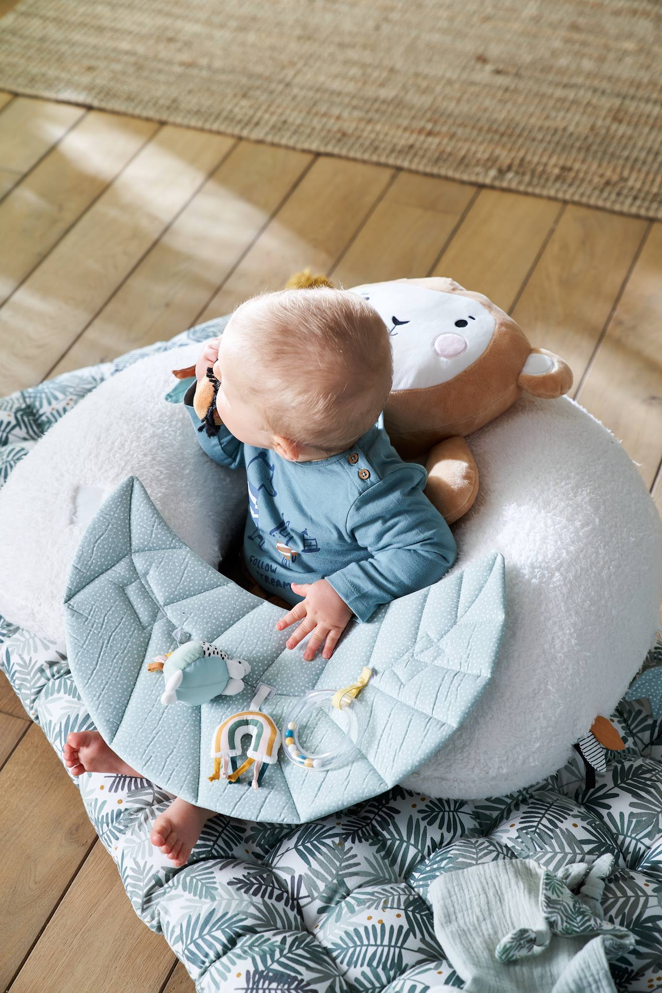 Coussin bébé des découvertes écru