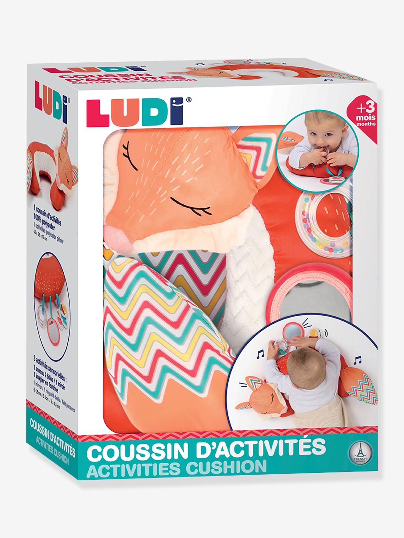 Coussin d'activités renard orange