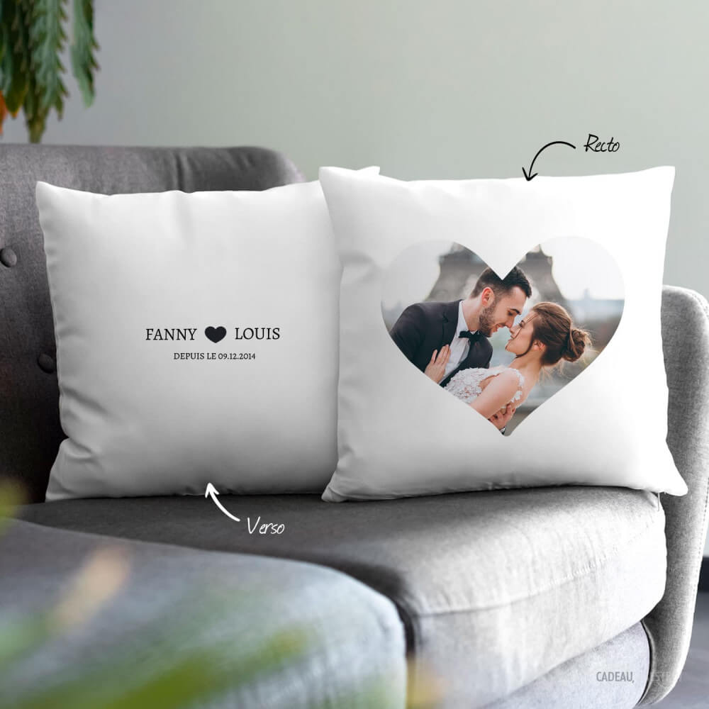 Coussin Recto/Verso Amoureux à Personnaliser - Coussin Personnalisé