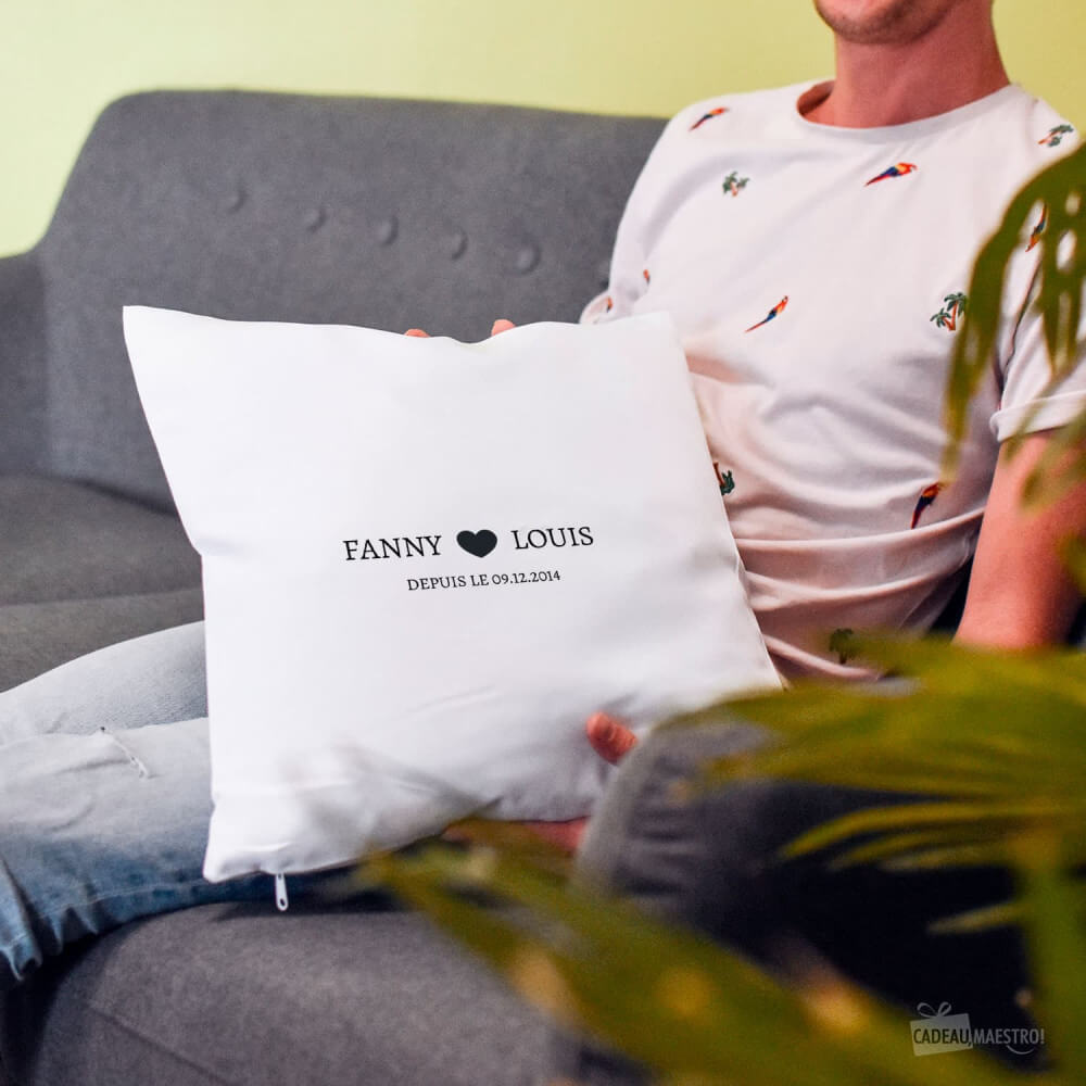 Coussin Recto/Verso Amoureux à Personnaliser - Coussin Personnalisé