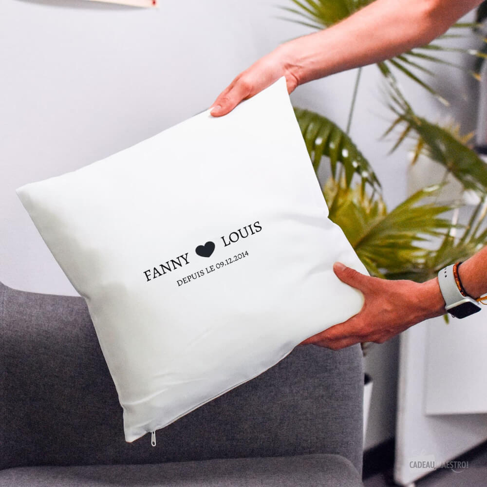 Coussin Recto/Verso Amoureux à Personnaliser - Coussin Personnalisé