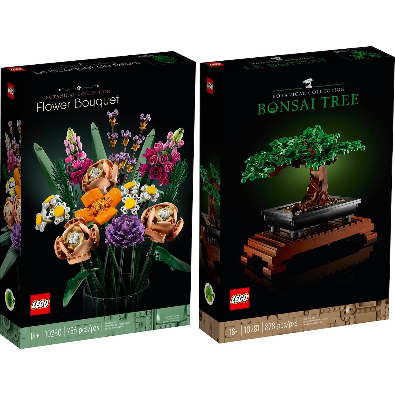 Creator expert lot de 2 articles - bouquet de fleura et arbre bonsaï 10280 10281 multicolore