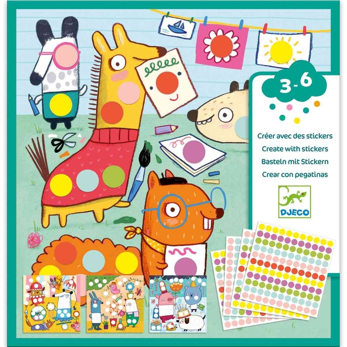 Créer avec des autocollants animalitos multicolore