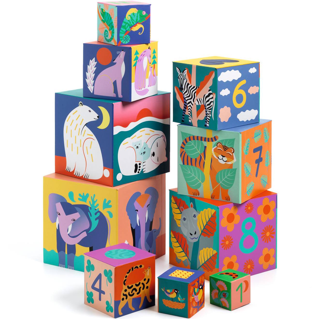 Cube à empiler multicolore