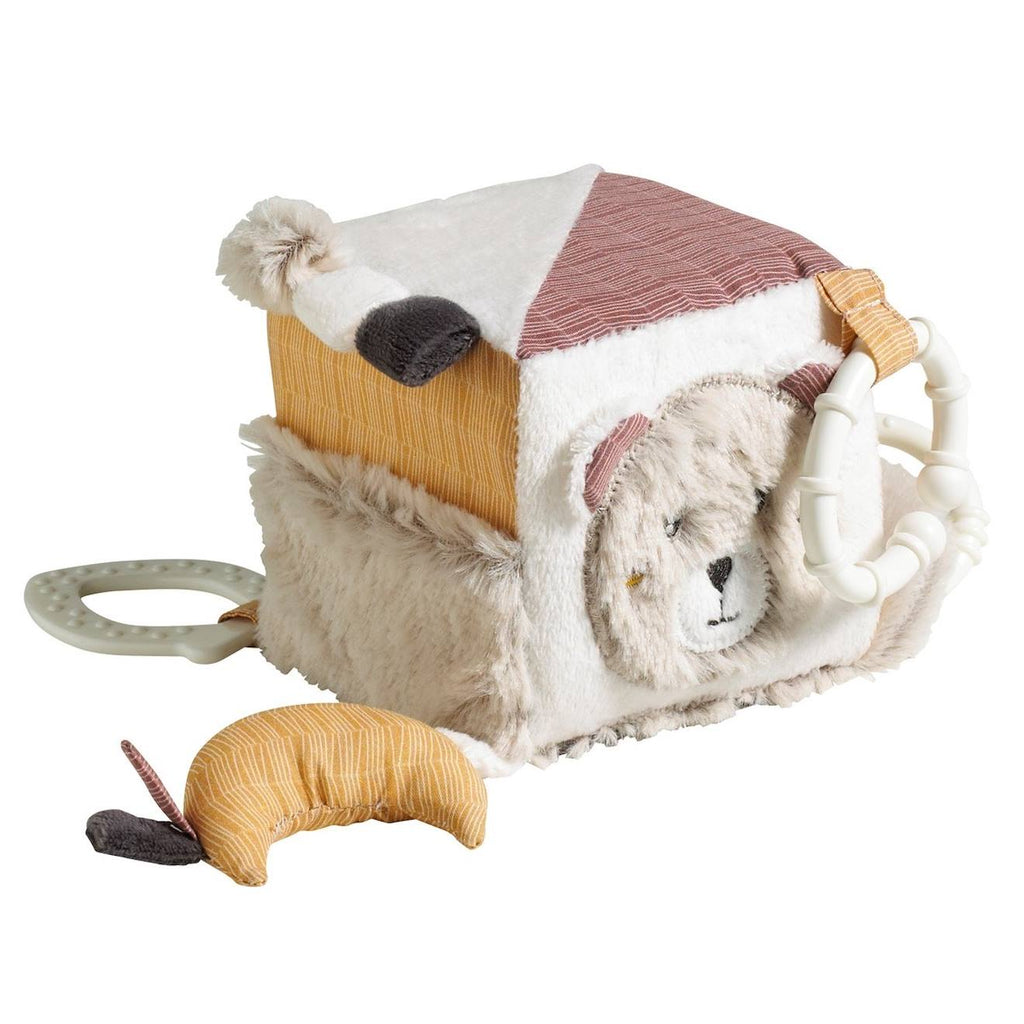 Cube d'activité bébé en velours - timouki beige