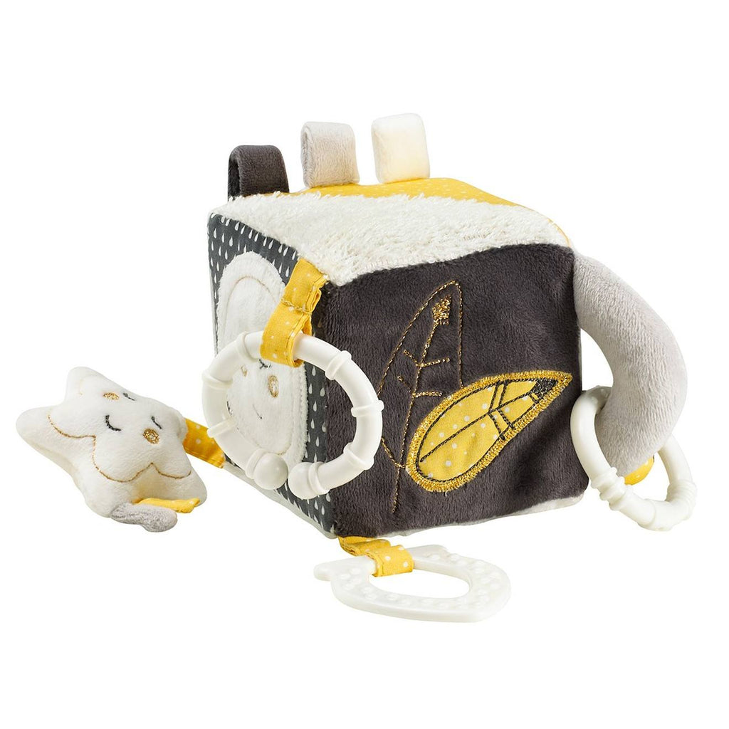 Cube d'activités bébé en velours - babyfan gris
