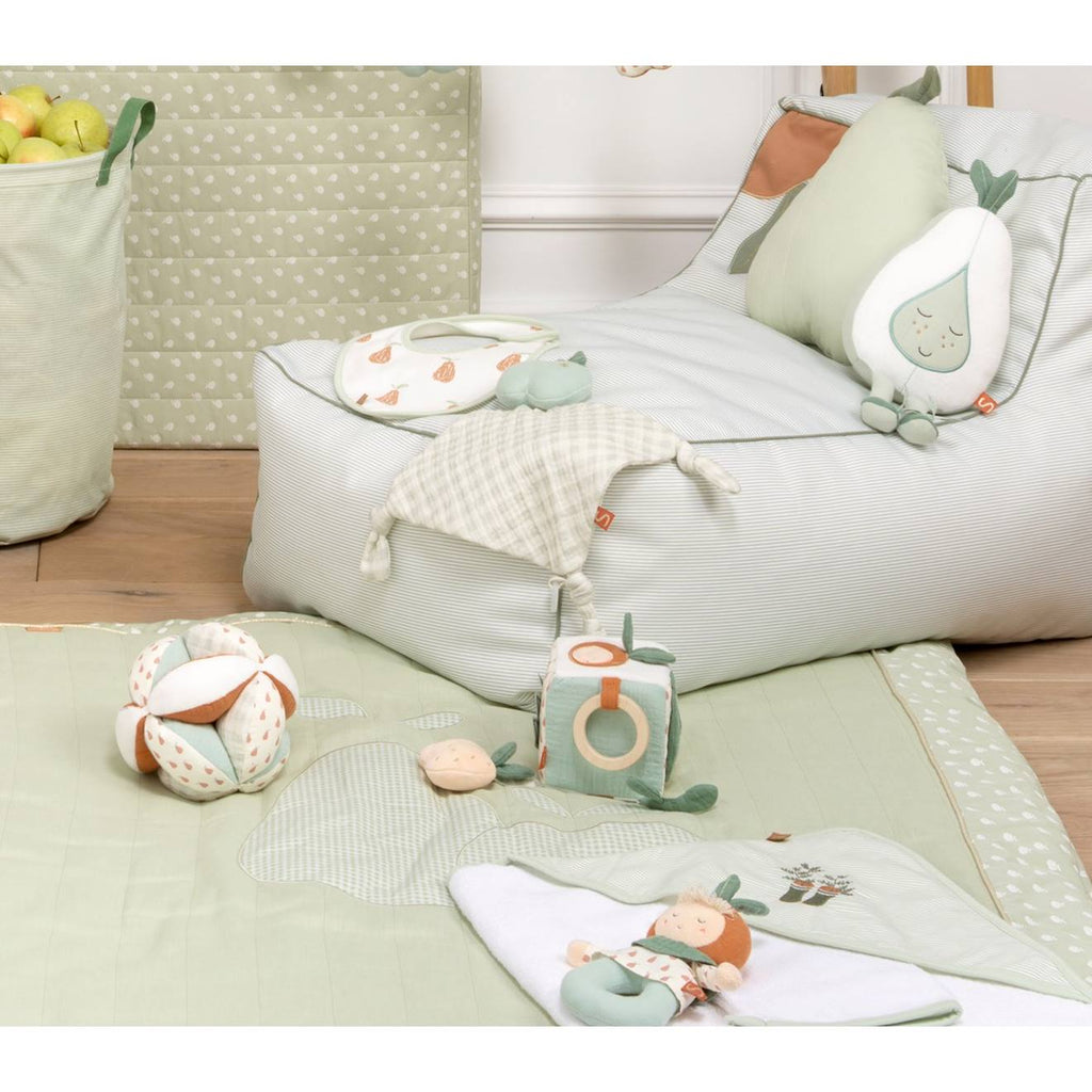 Cube d'activités bébé en velours - botanica blanc