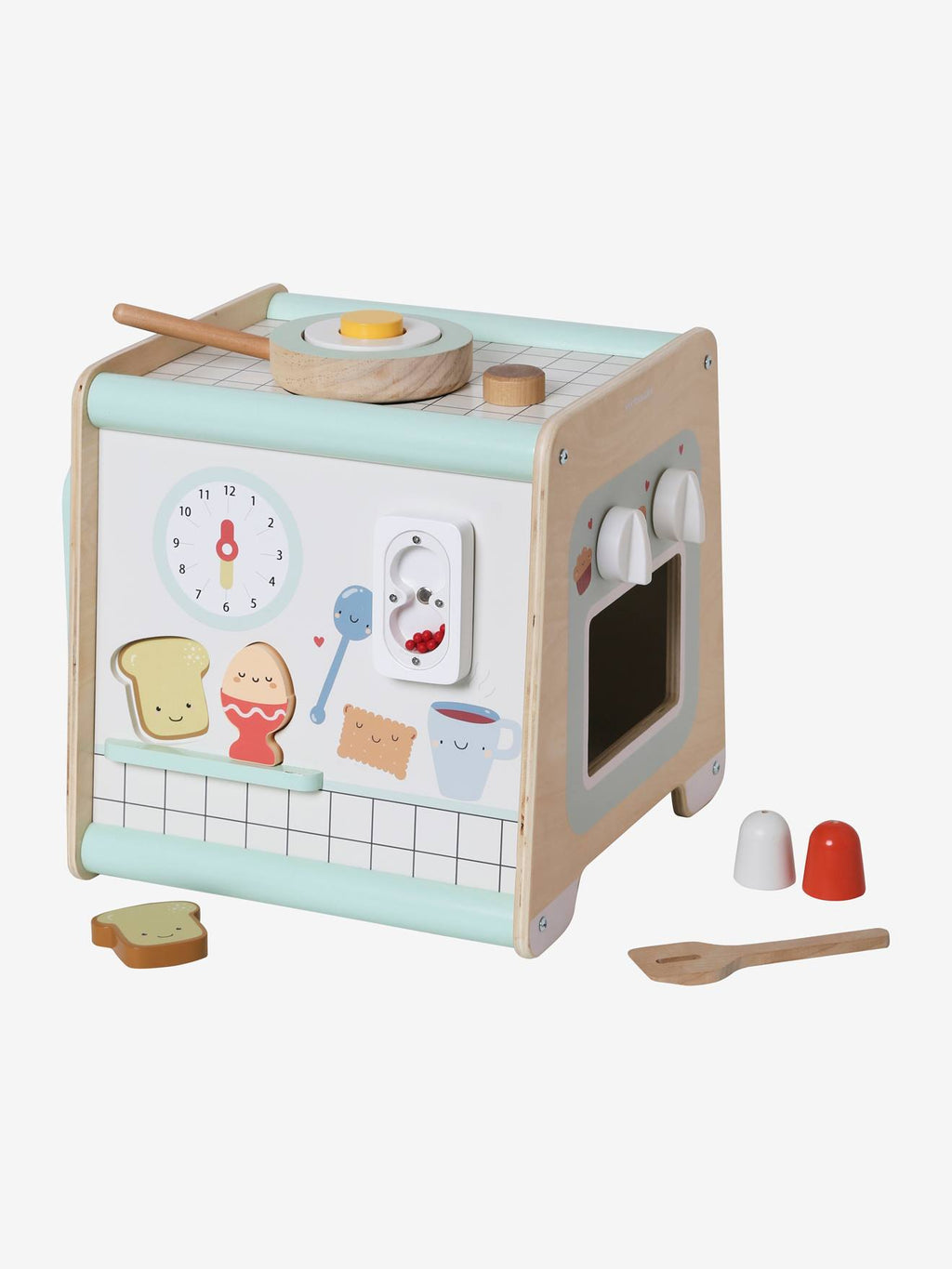 Cube d'activités cuisine en bois FSC beige