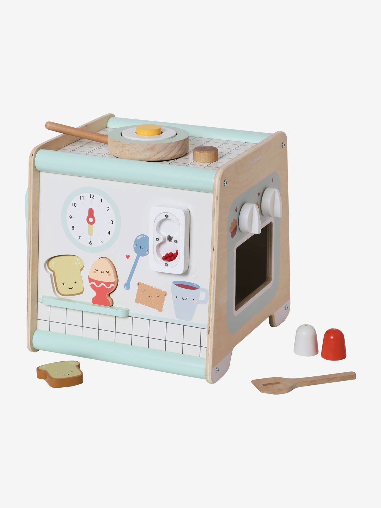 Cube d'activités cuisine en bois FSC beige