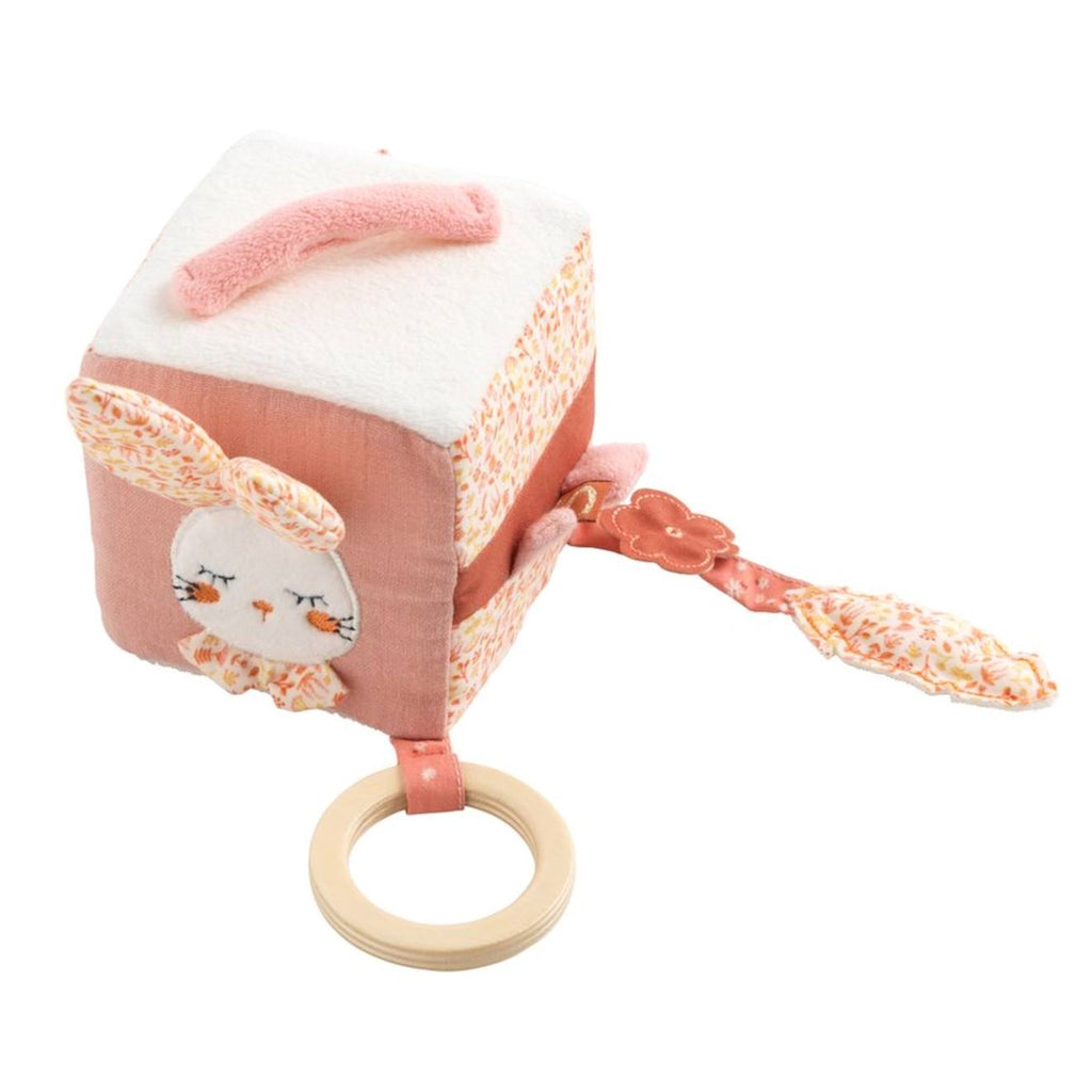 Cube d'activités en coton - esmée rose