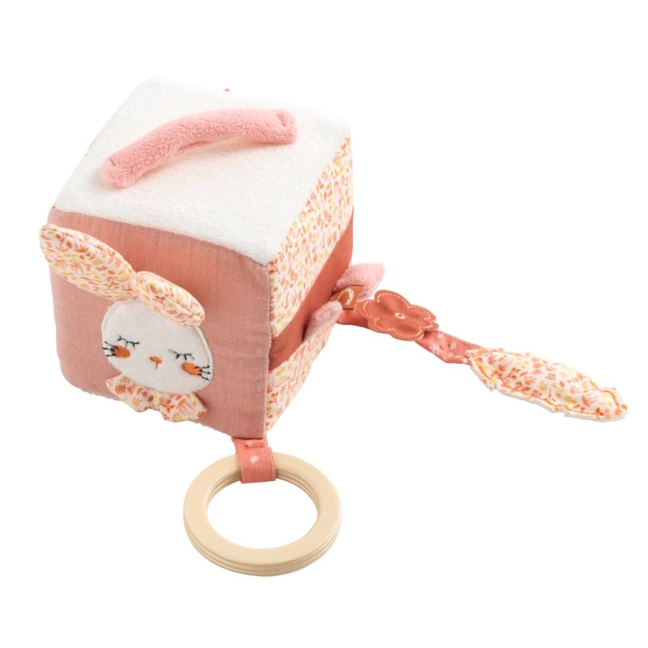 Cube d'activités en coton - esmée rose