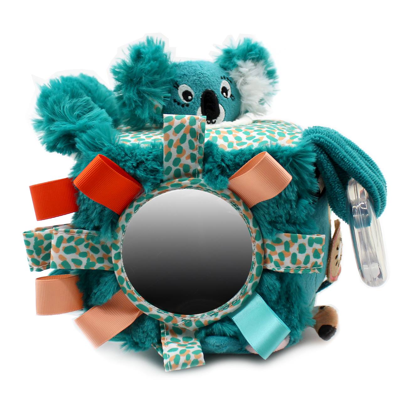 Cube d'activités en tissu bleu