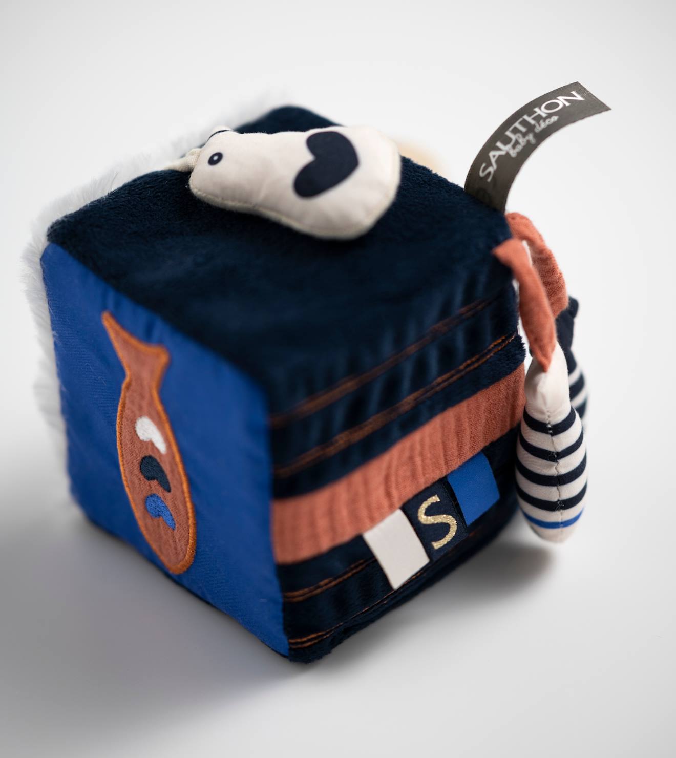Cube d'activités en velours - baby sailor bleu