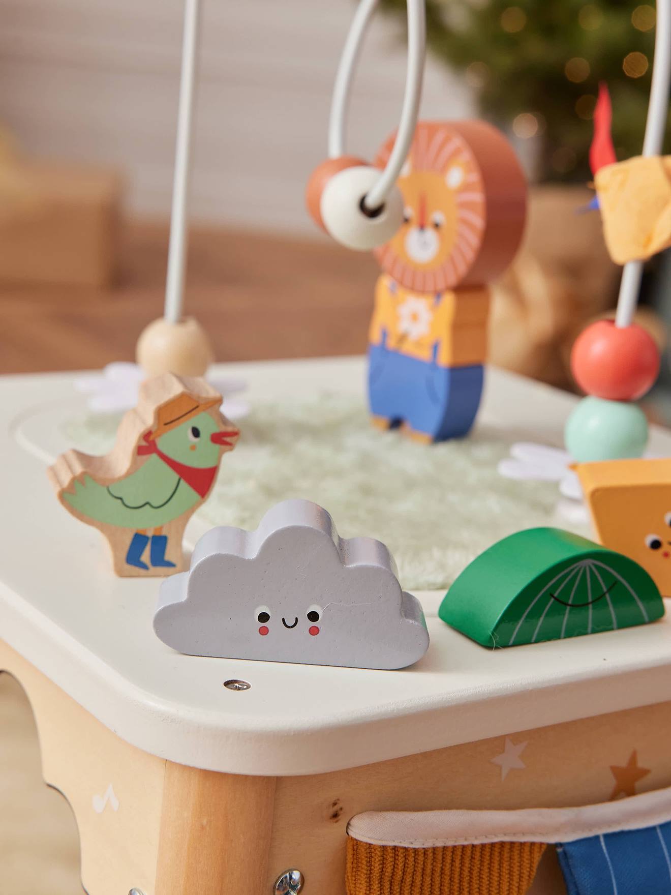 Cube d'activités sensoriel les animaux joyeux en bois FSC bois