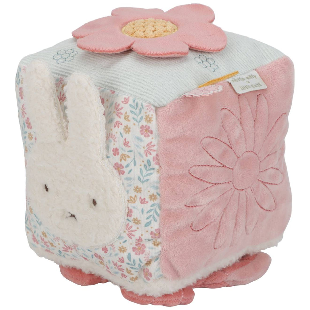 Cube d'activités soft miffy lucky blossom bleu, rose, gris, beige