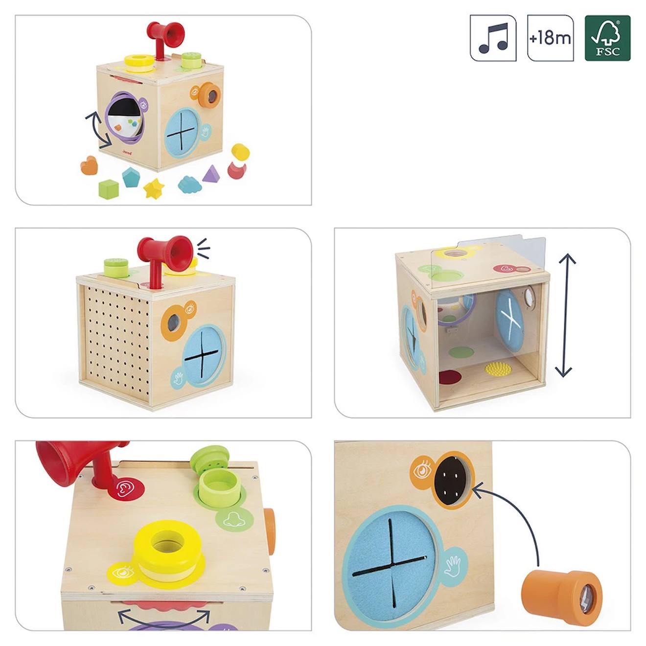 Cube de motricité et manipulation - sensoriel multicolore
