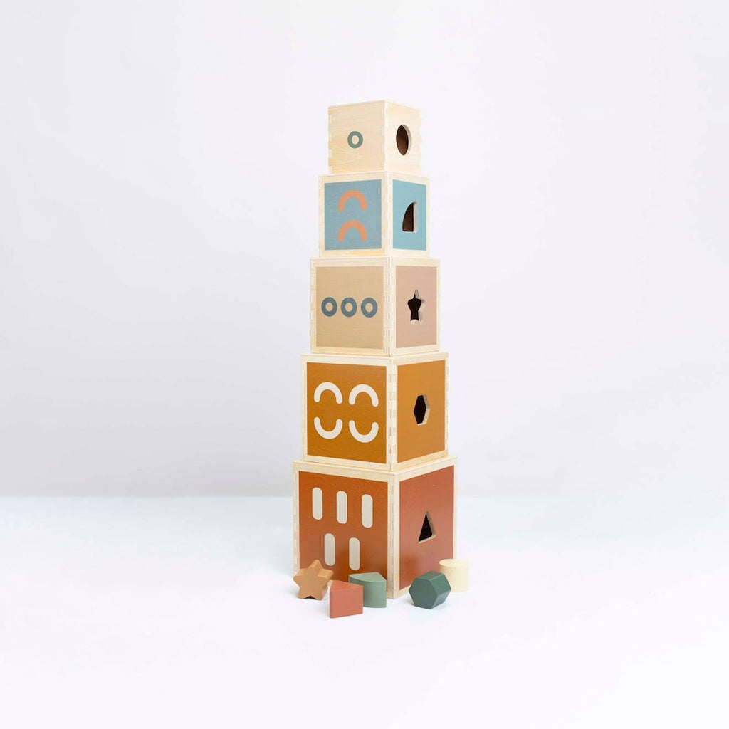 Cubes empilables en bois multicolore