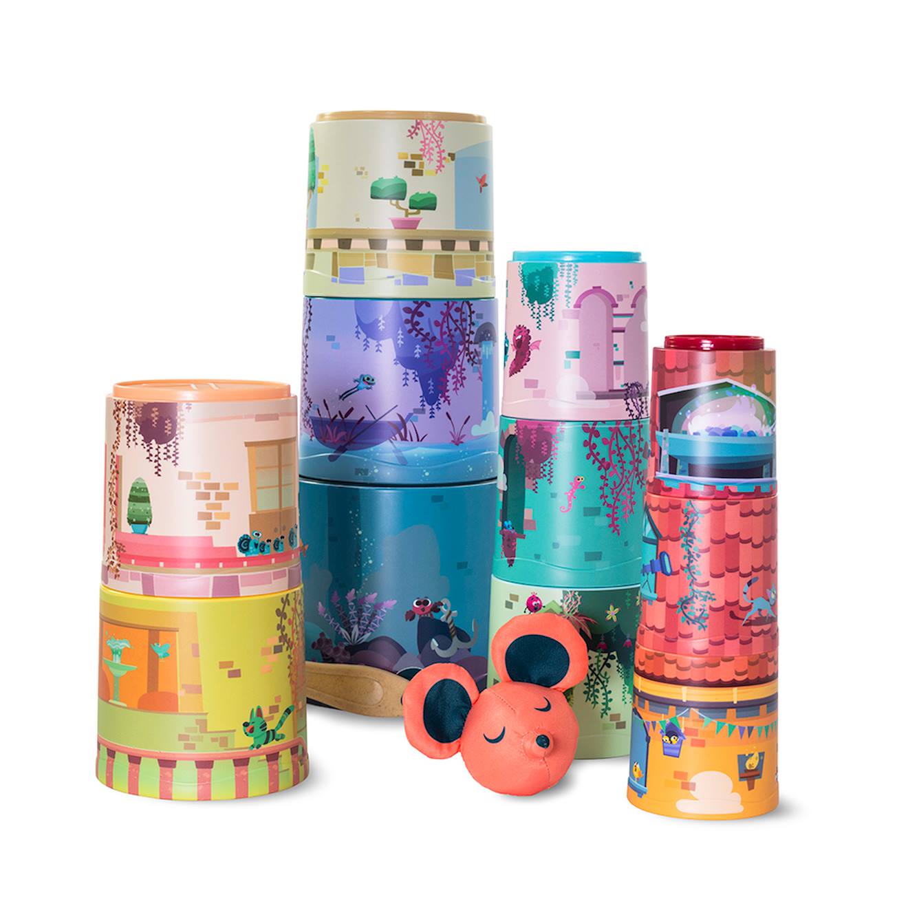 Cubes empilables mystery castle orange