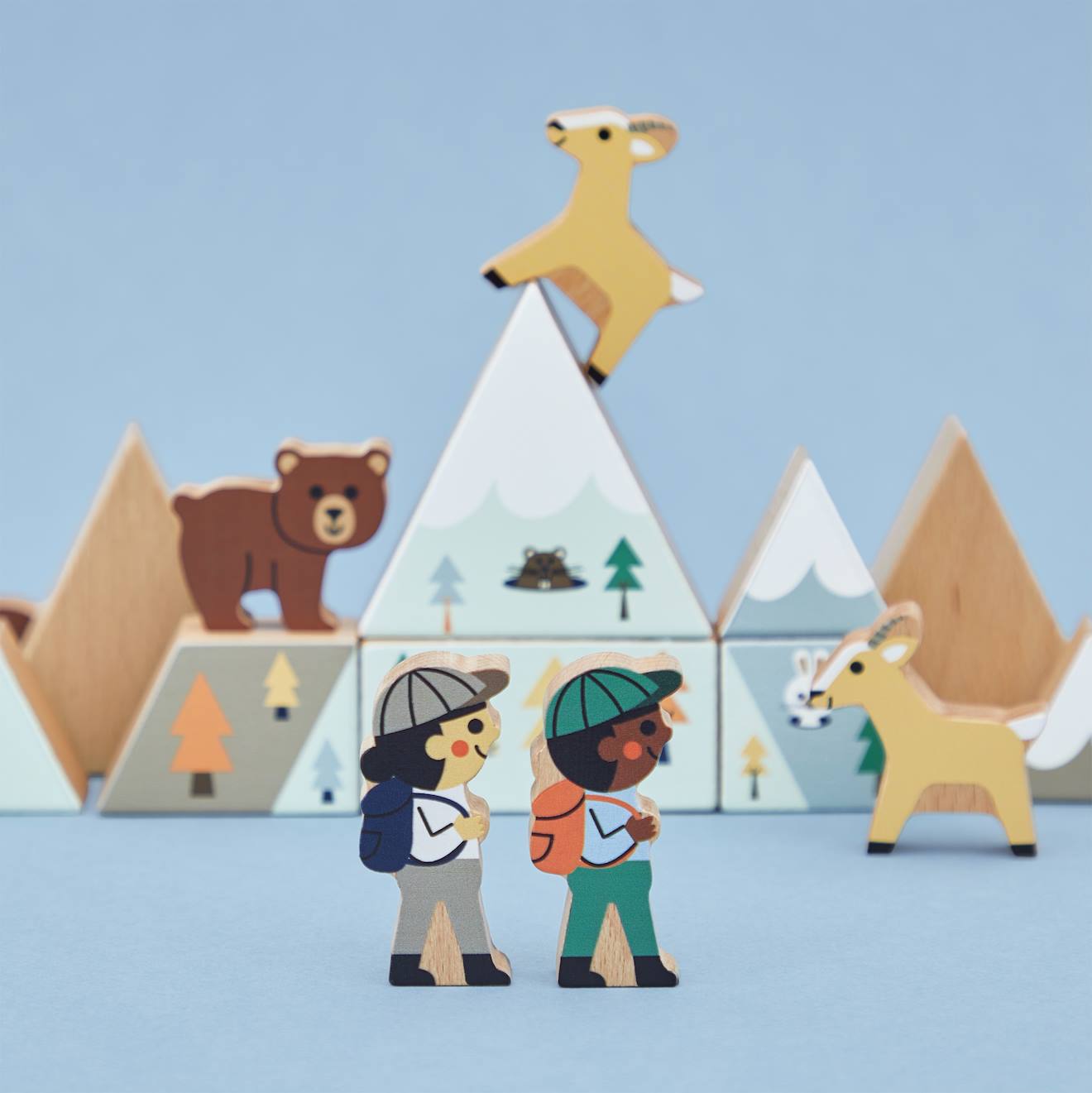 Cubes en bois FSC la vallée blanche, 36 pièces multicolore