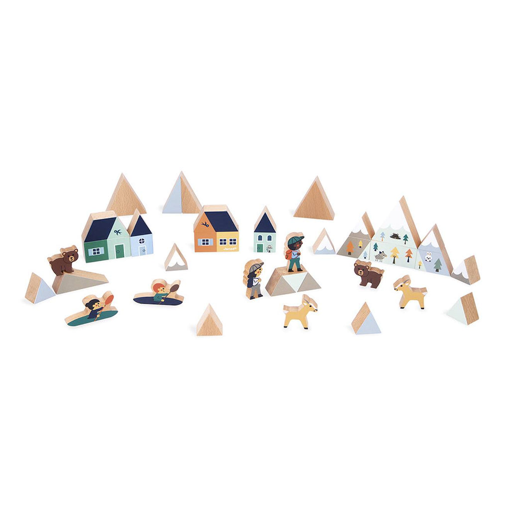 Cubes en bois FSC la vallée blanche, 36 pièces multicolore