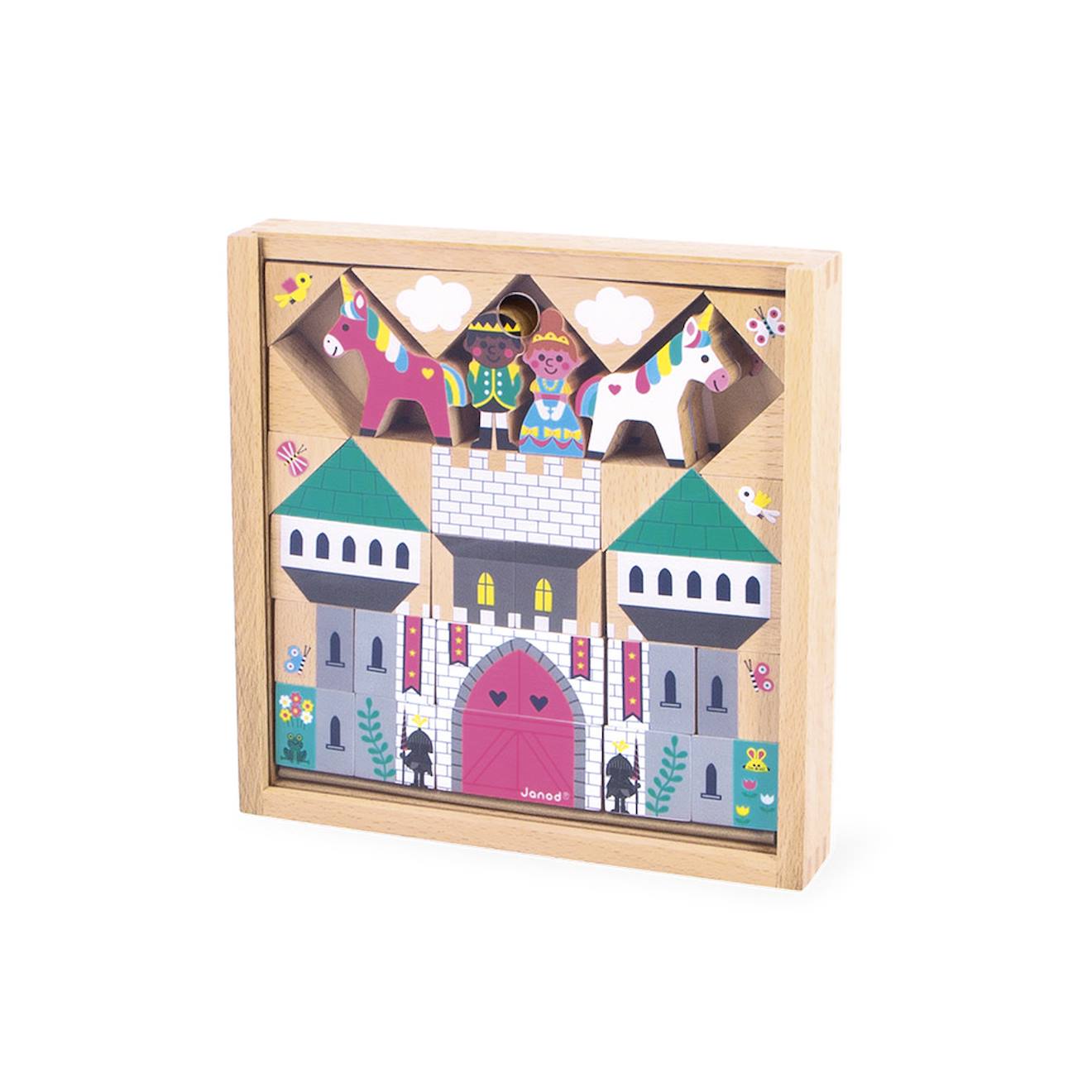 Cubes en bois FSC royaume enchanté, 36 pièces multicolore