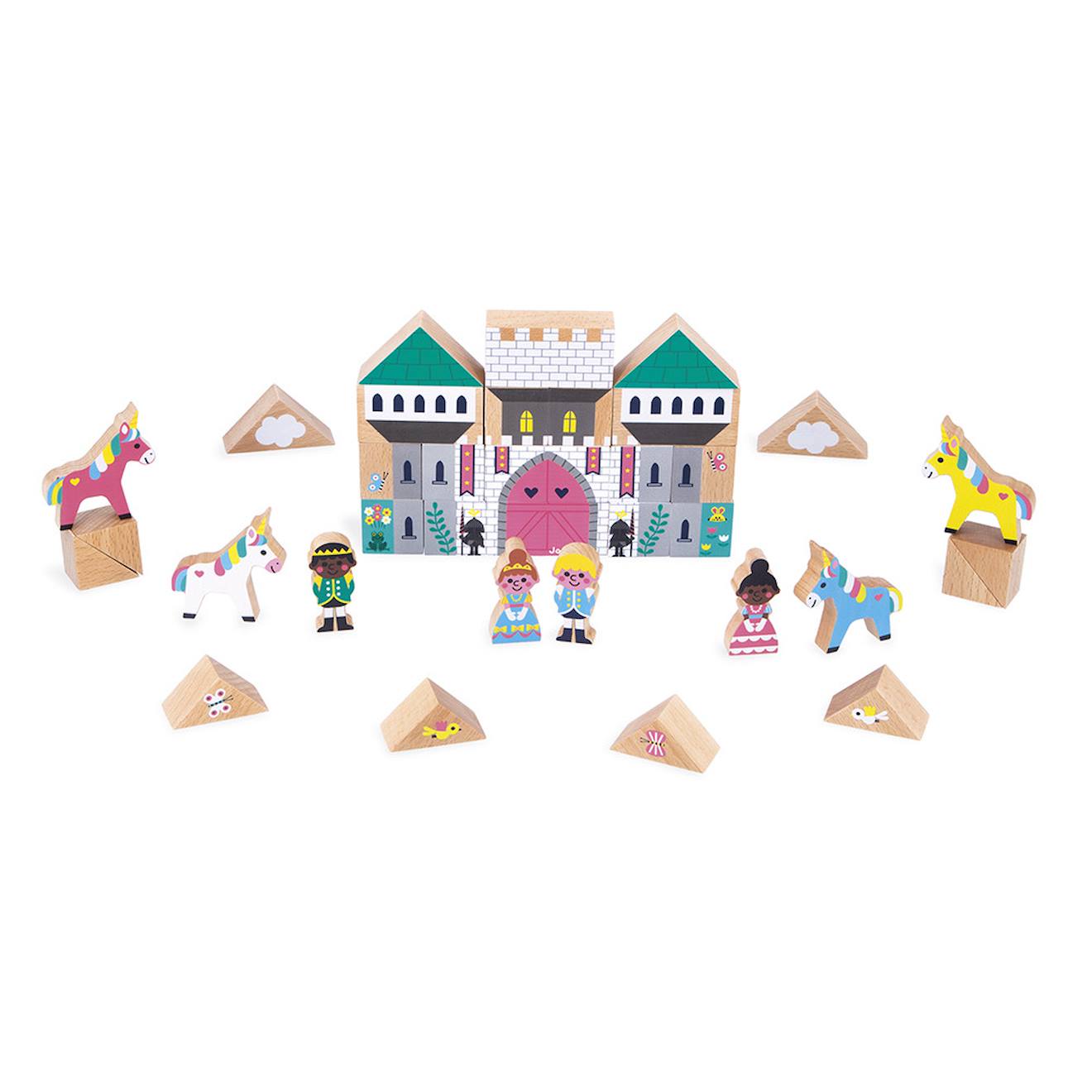 Cubes en bois FSC royaume enchanté, 36 pièces multicolore