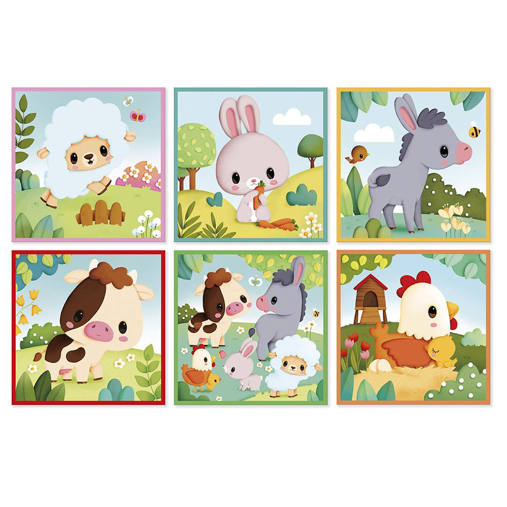 Cubes en carton les animaux de la ferme multicolore