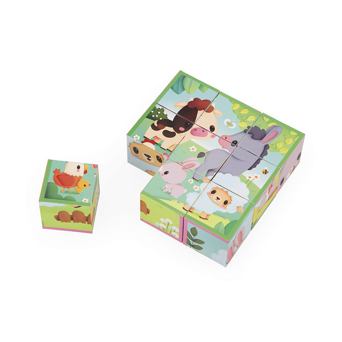 Cubes en carton les animaux de la ferme multicolore