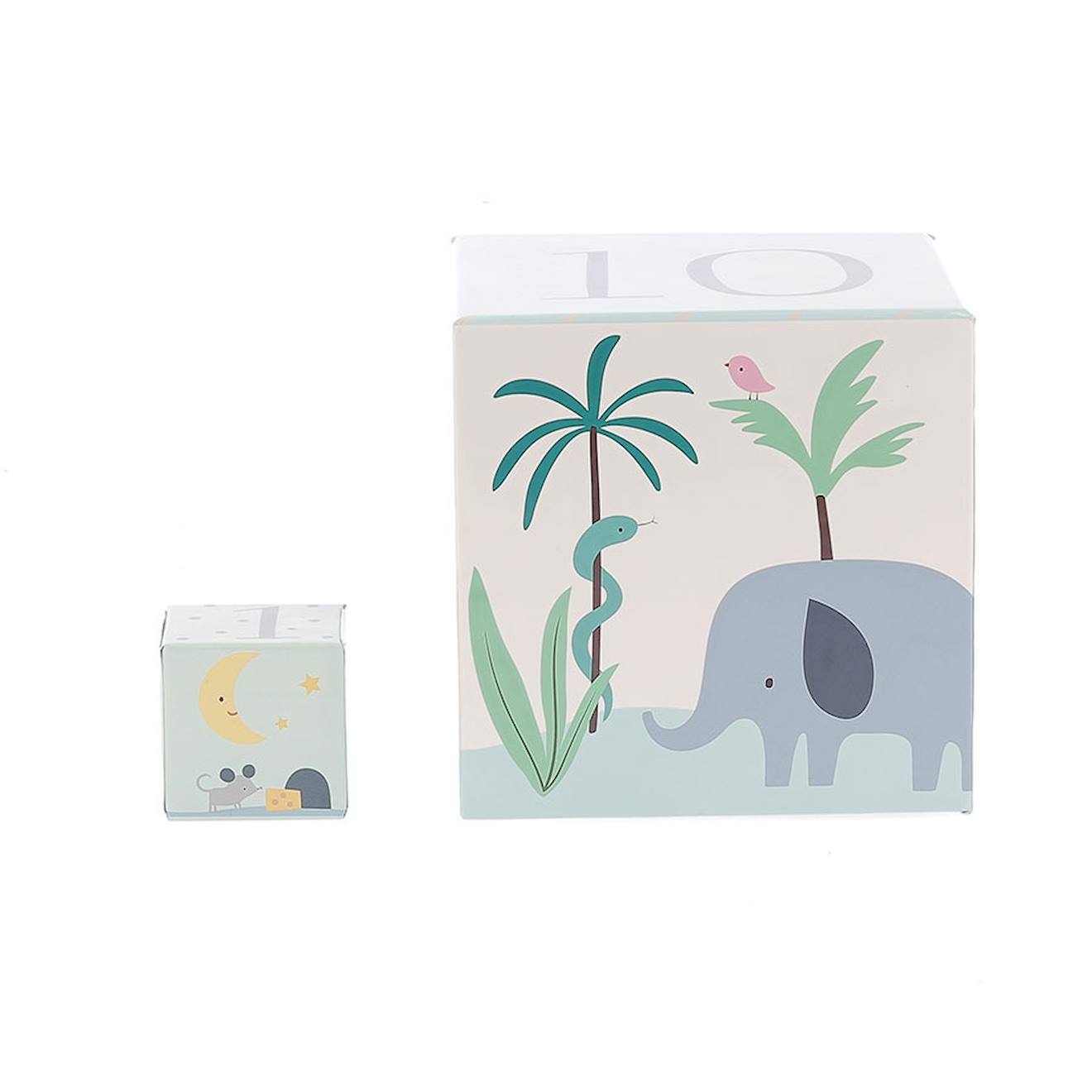 Cubes gigognes animaux du monde beige